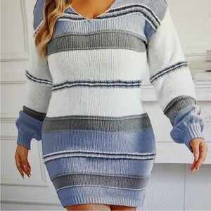 Striped Knit Sweater Dress